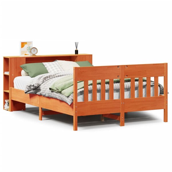 vidaXL Lit bibliothèque sans matelas cire marron 120x190cm pin massif