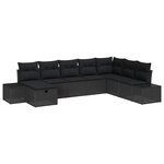 vidaXL Ensemble de canapé de jardin 8 Pièces Noir Poly rotin