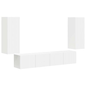 vidaXL Ensemble de meuble TV mural 4 Pièces Blanc Bois d'ingénierie