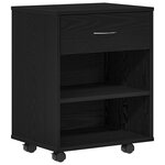 Meuble de rangement sur roulettes en chêne noir 46x36x59 cm en bois d'ingénierie