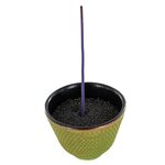 Porte-encens coupelle en fonte zen vert et doré