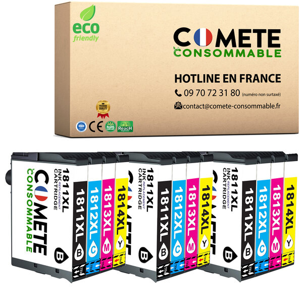 COMETE 18XL lot de 12 Cartouche Compatible Epson,Entreprise française