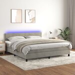 vidaXL Sommier à lattes de lit avec matelas LED Gris clair 180x200 cm
