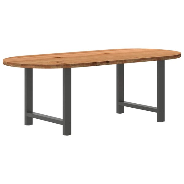 vidaXL Table à manger 220x100x74 cm bois de chêne massif ovale