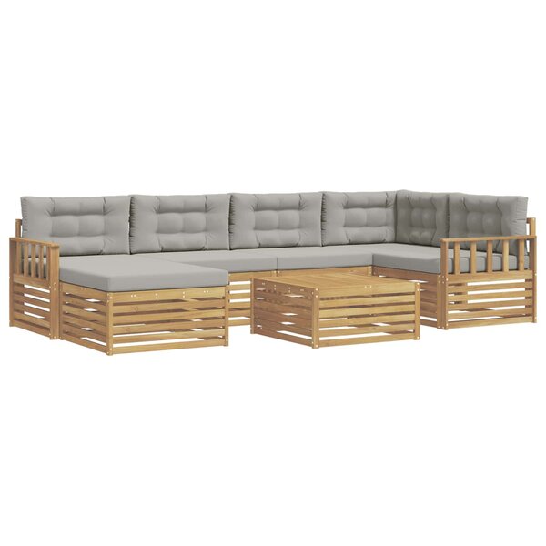 vidaXL Ensemble de canapés d'extérieur 7 Pièces Blanc et gris clair