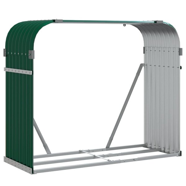 vidaXL Porte-bûches vert 120x45x100 cm acier galvanisé