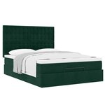 vidaXL Cadre de lit ottoman avec matelas vert foncé 140x190 cm velours