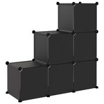 vidaXL Cubes de rangement 6 Pièces Noir PP