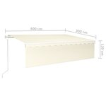 vidaXL Auvent automatique rétractable avec store 6x3 m Crème