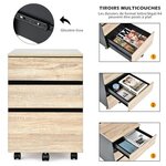 Caisson de bureau rangement bureau sur roulettes 3 tiroir pour feuilles A4 lettre légal dossiers et documents 53 x 39 x 58 cm 20_0005122