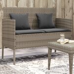 vidaXL Banc de jardin avec coussins gris résine tressée