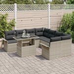 vidaXL Ensemble de canapé de jardin 9 Pièces Gris clair Poly Rattan