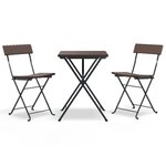 vidaXL Ensemble de bistro pliable 3 Pièces Marron Résine tressée
