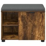 vidaXL Banc d'entrée avec coussin Uni Chêne fumé 60 x 38 x 46 cm