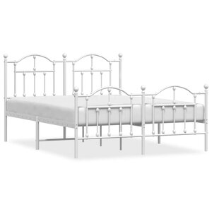 vidaXL Cadre de lit métal sans matelas et pied de lit blanc 150x200 cm