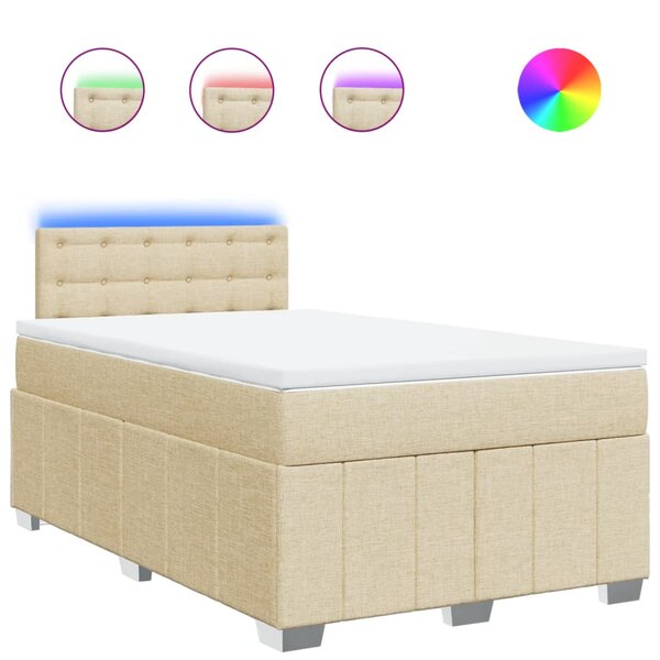 vidaXL Sommier à lattes de lit avec matelas Crème 120x200 cm Tissu