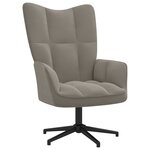 vidaXL Chaise de relaxation avec tabouret Gris clair Velours