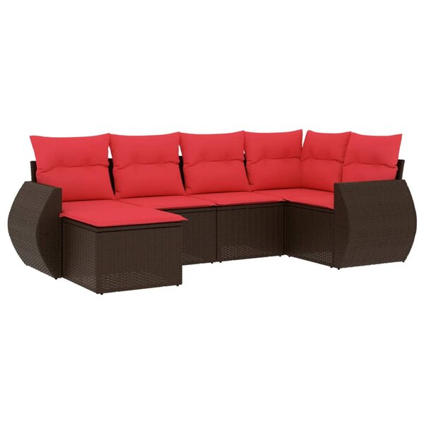 vidaXL Salon de jardin 6 Pièces avec coussins marron résine tressée