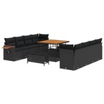 vidaXL Ensemble de canapé de jardin avec coussin 11 Pièces Noir
