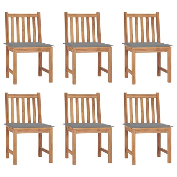 vidaXL Chaises de jardin lot de 6 avec coussins Bois de teck massif
