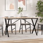 vidaXL Table à manger cadre en X 160x80x75 cm bois de pin massif acier