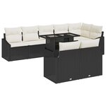 vidaXL Ensemble de canapé de jardin 9 Pièces Noir  Crème 100 x 55 x 73 cm
