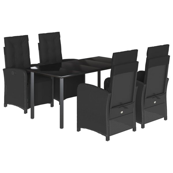 vidaXL Ensemble à manger de jardin coussins 5Pièces Noir Résine tressée