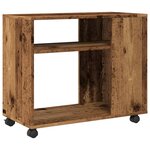 vidaXL Table d'appoint avec roues vieux bois bois d'ingénierie