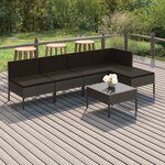 Vidaxl salon de jardin 6 pièces avec coussins résine tressée gris