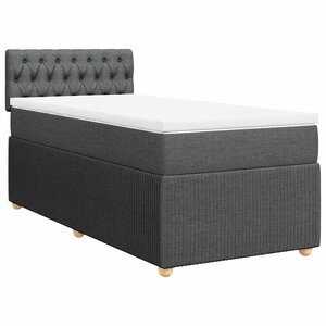 vidaXL Sommier à lattes de lit avec matelas Gris foncé 100x200cm Tissu