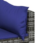 vidaXL Salon de jardin 4 Pièces avec coussins Gris Résine tressée