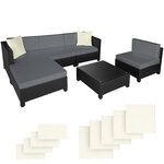 Tectake Salon bas de jardin AMY 5 places avec 2 sets de housses - noir