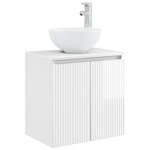vidaXL Vanité de lavabo mural Blanc brillant 49 5 x 35 x 63 cm
