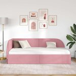 vidaXL Cadre de lit d'angle Rose 90 cm x 190 cm Velours