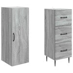 vidaXL Ensemble de Meubles 2 Pièces Sonoma gris 33 x 34 5 x 90 cm