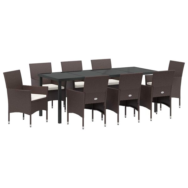 vidaXL Ensemble de salle à manger pour jardin 9 pc Marron polyrotin