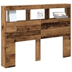 vidaXL Armoire tête de lit avec LED vieux bois 140x17x102 cm