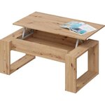 Table basse relevable Baltik rectangulaire - chêne - Sur pieds - 105 x 55 x 45 cm