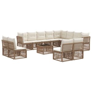 vidaXL Ensemble de canapé de jardin 13 Pièces Beige polyrotin