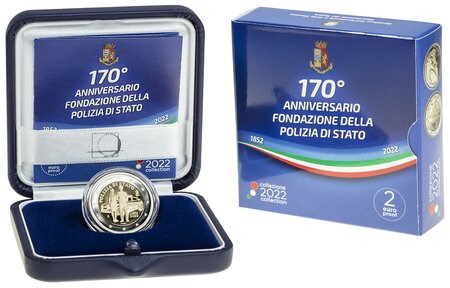 Pièce de monnaie 2 euro commémorative Italie 2022 BE – Police