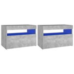 vidaXL Tables de chevet avec lumières LED 2 Pièces gris béton 60x35x40 cm