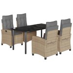 vidaXL Ensemble à manger de jardin coussins 5 Pièces mélange beige rotin