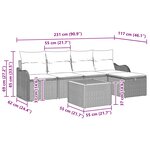 vidaXL Ensemble de canapé de jardin avec coussin 6 Pièces Gris Poly rotin