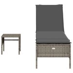 vidaXL Chaise longue avec table et coussin gris résine tressée