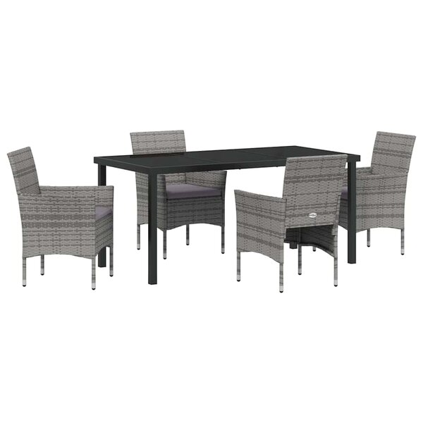 vidaXL Ensemble de salle à manger pour jardin 5 Pièces Gris Poly rotin