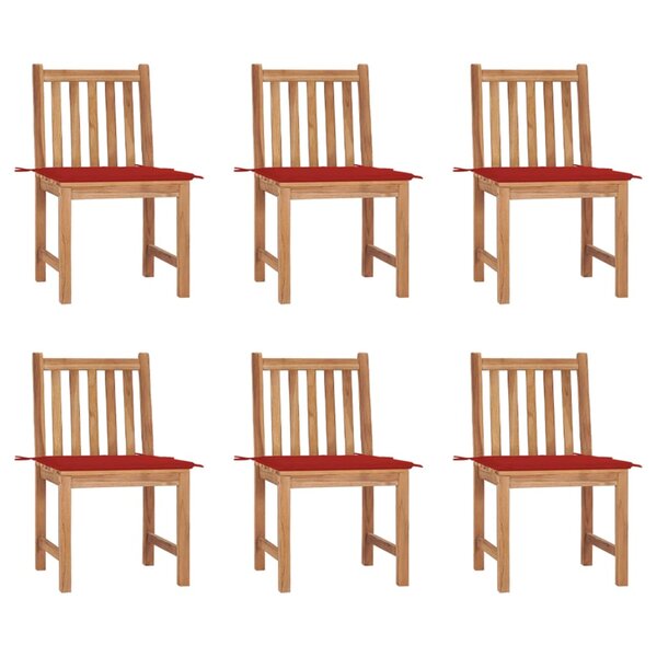 vidaXL Chaises de jardin 6 Pièces avec coussins Bois de teck massif