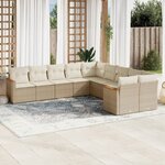 vidaXL Salon de jardin avec coussins 10 Pièces beige résine tressée