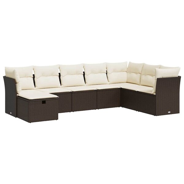 vidaXL Salon de jardin 8 Pièces avec coussins marron résine tressée