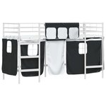 vidaXL Cadre de Lit Mezzanine pour Enfants avec Rideaux Blanc et Noir