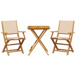 vidaXL Ensemble de bistro 3 Pièces beige tissu et bois massif